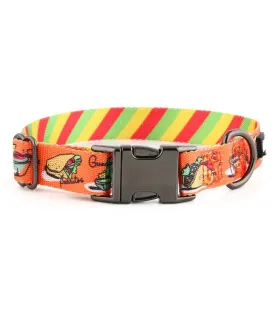 Kolorowa obroża designerska HUGGY DOGGY Lucky Tacos z grawerem imienia psa