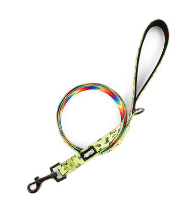 Smycz dla psów designerska HUGGY DOGGY Lucky Lime Rainbow, długość 1,5 m, wzór tęczy