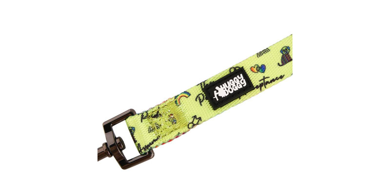Stylowa smycz HUGGY DOGGY Lucky Lime Rainbow, kolorowy design z motywem tęczy