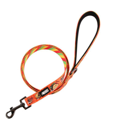 Smycz dla psa designerska HUGGY DOGGY Lucky Tacos, długość 1,5 m, unikalny wzór tacos