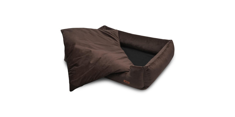 Wygodne legowisko HUGGY DOGGY Haven brązowe, idealne dla psa rasy Yorkshire Terrier
