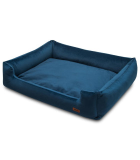 Luksusowe legowisko klasy premium welurowe HUGGY DOGGY Haven granatowe dla psa rasy Chihuahua