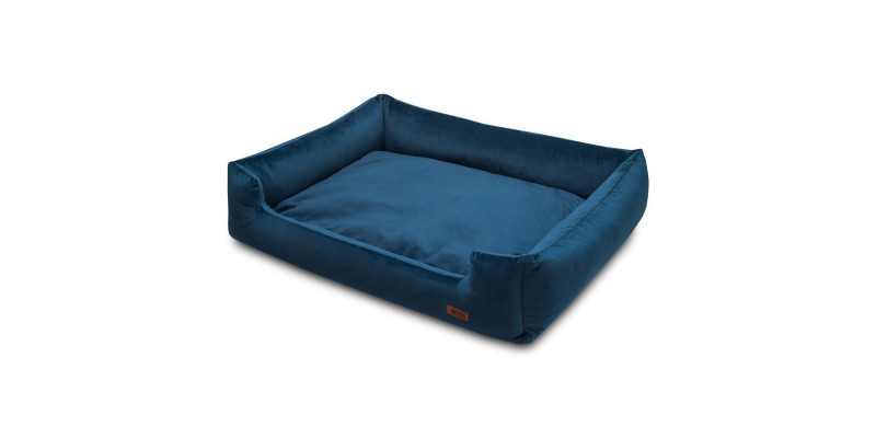 Luksusowe legowisko klasy premium welurowe HUGGY DOGGY Haven granatowe dla psa rasy Chihuahua
