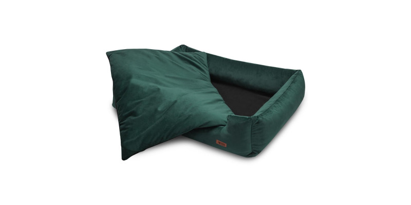 Nowoczesne legowisko HUGGY DOGGY Haven zielone, idealne dla psa Szpic Miniaturowy