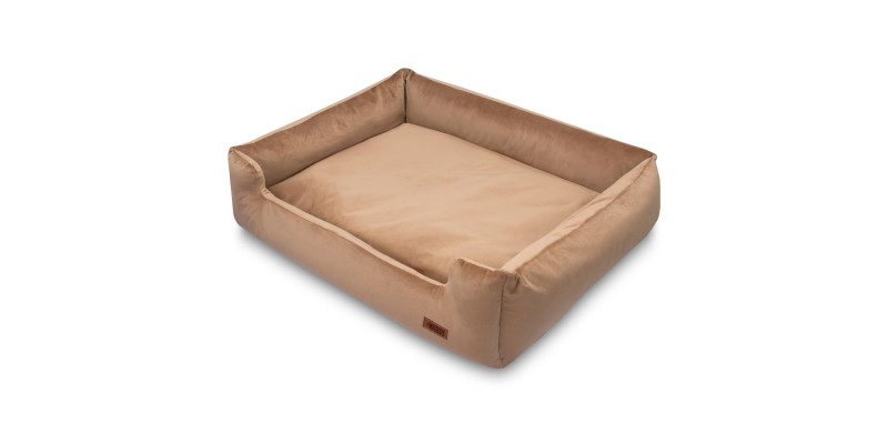 Ekskluzywne legowisko welurowe HUGGY DOGGY Haven beżowe dla psa Chihuahua z materiału welurowego