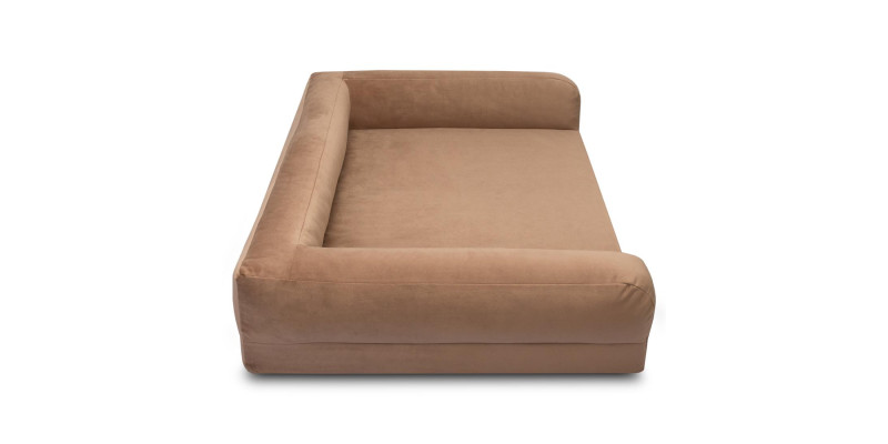 Stylowe legowisko ortopedyczne HUGGY DOGGY Harmony beżowe z ociepliną dla Pomeraniana