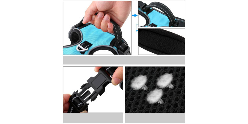 Szelki dla psa Walky Guard w kolorze niebieskim z odblaskowymi pasami dla bezpieczeństwa