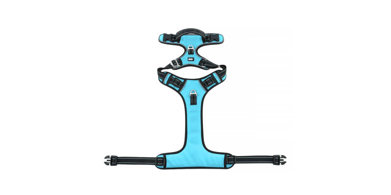 Szelki dla psa w kolorze niebieskim od HUGGY DOGGY, idealne na długie wędrówki